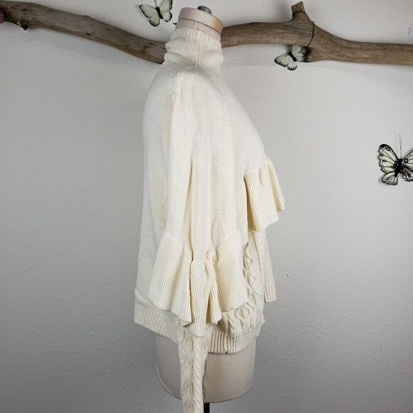 Project Naadam cream multi texture ruffle sweater - Picture 6 of 7